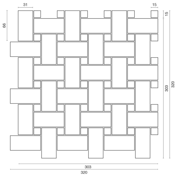 Basket weave mosaikk marmor fliser