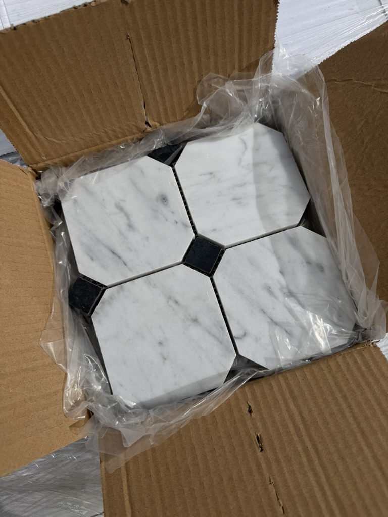 ottogano carrara & nero marmorfliser 10x10